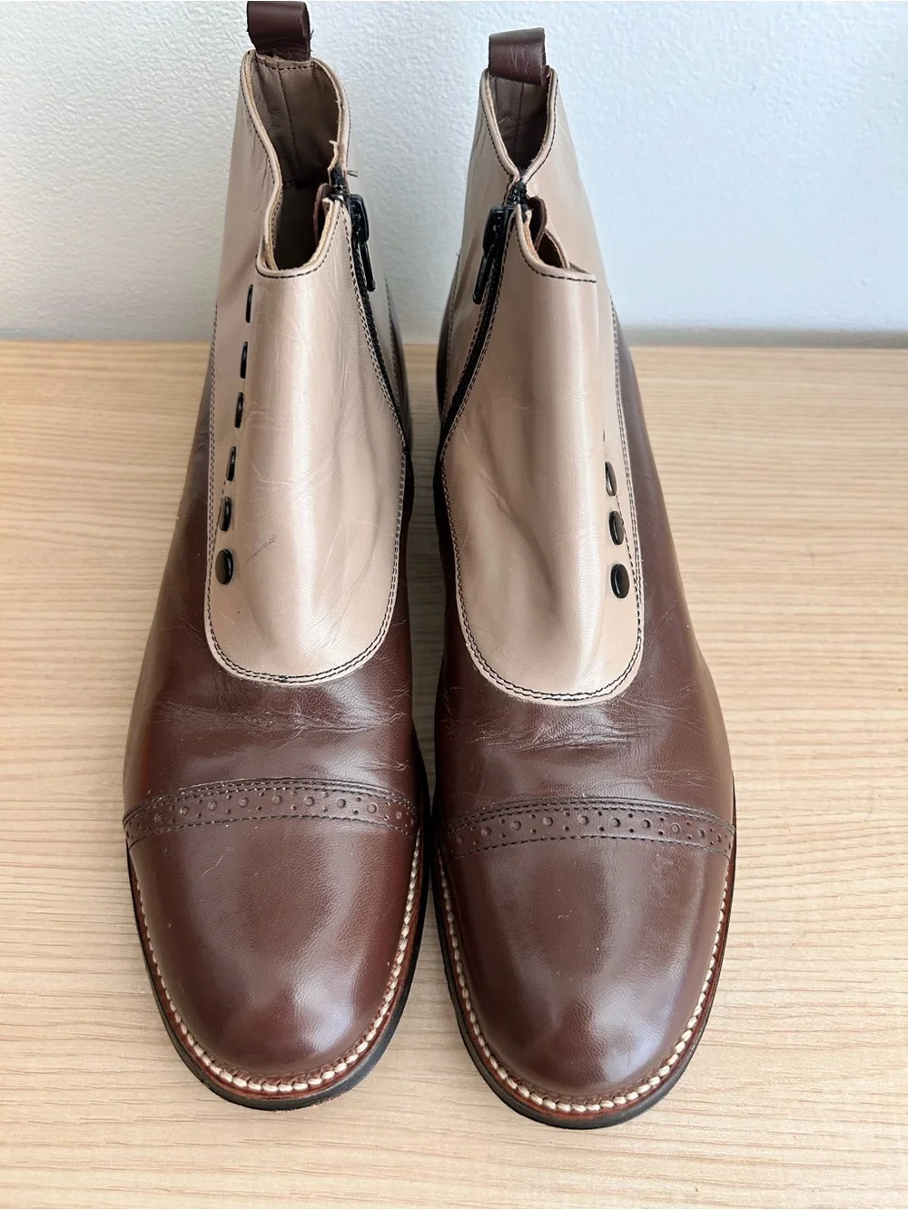 Stacy Adams Two-Tone Brown and Beige Chukka Boots